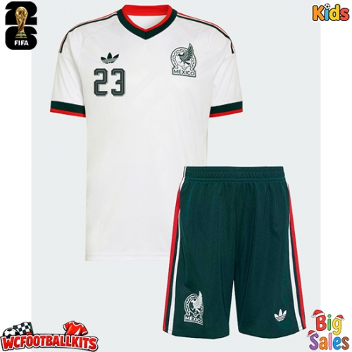 Mexico Jesus Gallardo #23 Replica Away Stadium Kit for Kids World Cup 2026 Short Sleeve (+ pants)